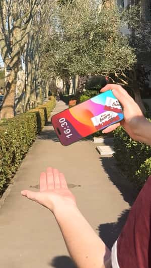 Minis Pour From Smartphone in a fake-out-of-home ad of Kinder Bueno