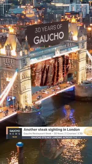 Giant Steak Hanging at Bridge in fake-out-of-home ad of OpenTable