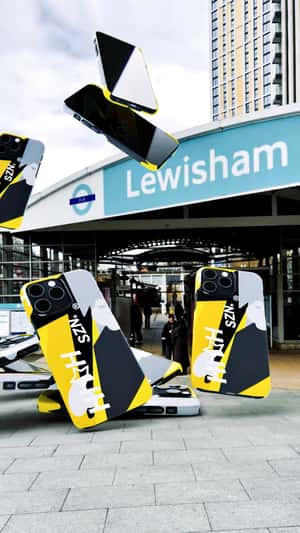 Giant Phones Fall From the Sky in a fake-out-of-home ad of HIGH SZN