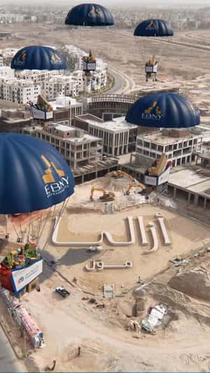 Giant Carts Carried Across Egypt in a fake-out-of-home ad of EBNY Developments