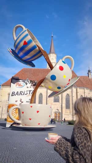 Giant Milk Carton Pours Into Oversized Mugs in a fake-out-of-home ad of Lidl