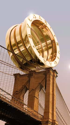 Giant Ring Rolls on Brooklyn Bridge in a fake-out-of-home ad of Bvlgari