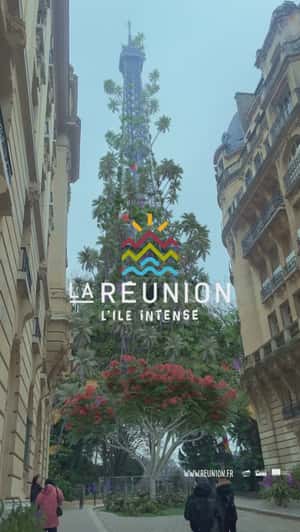 Reunion Island Trees Take Over Eiffel Tower in a fake-out-of-home ad of Reunion Island Tourism