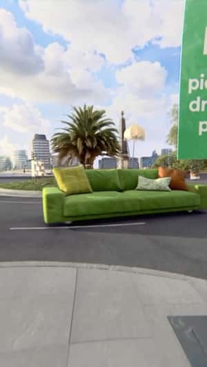 Living Room Furniture Circles Roundabout in a fake-out-of-home ad of Bolt
