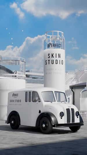 Milky Essence Pumped Into Van in a fake-out-of-home ad of BPerfect Cosmetics