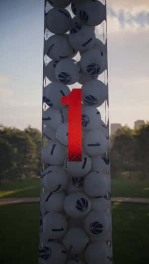 Lottery Balls Fill Monument in a fake-out-of-home ad of Washington Wizards