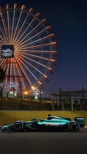 Suzuka Ferris Wheel Lights Up at Night in a fake-out-of-home ad of Breitling