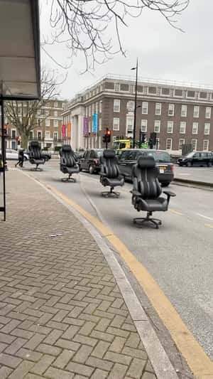 Chairs Cruise Through Dublin Streets in a fake-out-of-home ad of EVIS