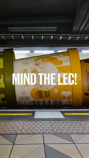 Giant Ice Cream Tubs Roll Through Subway in a fake-out-of-home ad of LEC