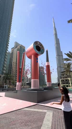 Dyson Pink Gift Box Reveals Hair Products in fake-out-of-home ad of Dyson