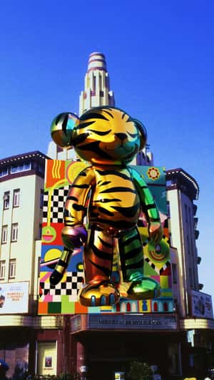 Inflatable Metallic Tiger Riding in fake-out-of-home ad of Zara