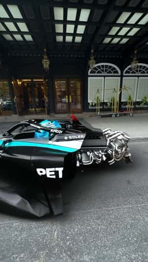Race Car Assembles From Helmet in a fake-out-of-home ad of Mercedes-Benz