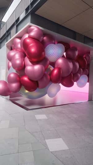Heart Balloons Floating in fake-out-of-home ad of Zara