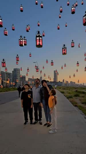 Padlock Lanterns Rise Into Night Sky in a fake-out-of-home ad of Cash United