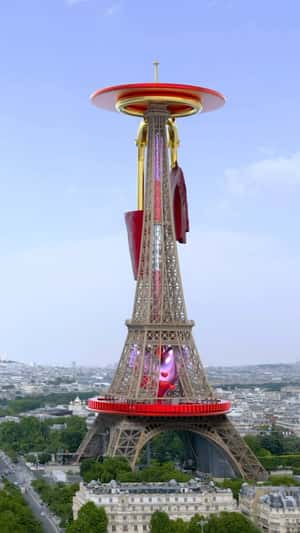 Eiffel Tower Floating Heart Balloons in fake-out-of-home ad of Zara