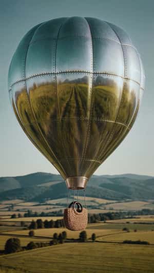 Hot Air Balloon Carries Oversized Handbag in a fake-out-of-home ad of Lefties
