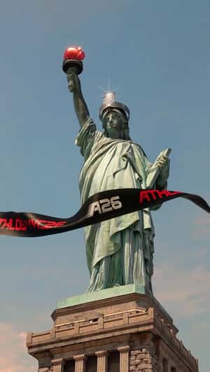 Ring Crowns Statue of Liberty in a fake-out-of-home ad of Athlos