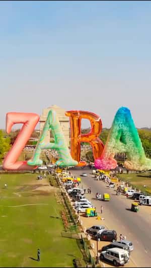 Inflated Letters Parade in a fake-out-of-home ad of Zara