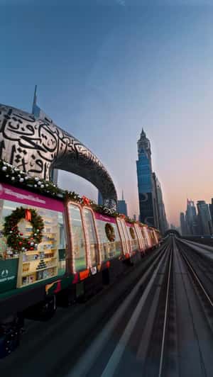 Christmas Train With Gift Displays in a fake-out-of-home ad of The Body Shop