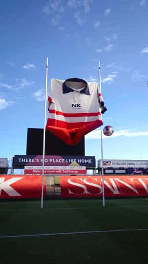 Giant Jersey Hangs on Poles in a fake-out-of-home ad of SŚAINT