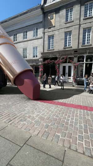Giant Lipsticks Leave Trail Across City in a fake-out-of-home ad of Amazon Beauty