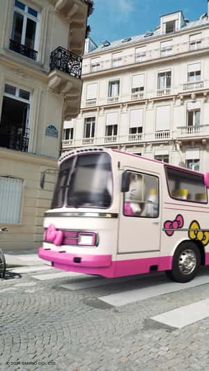 Hello Kitty Bus in fake-out-of-home ad of Galeries Lafayette