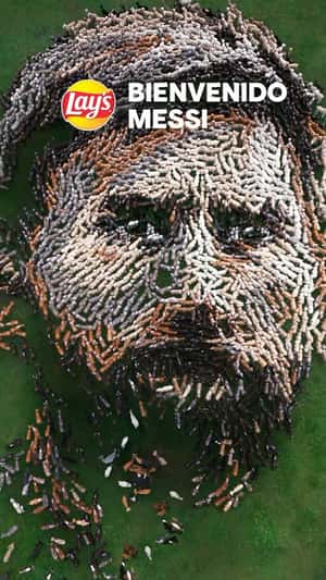 Lionel Messi Portrait by Goats in Fake-out-of-home ad of Lay’s