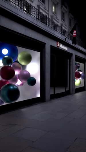 Floating Balls Display Window in a fake-out-of-home ad of Lululemon