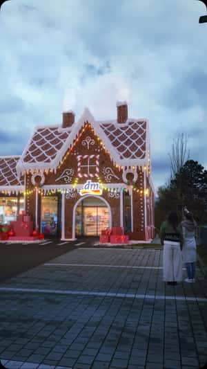 Store Turned Gingerbread House in fake-out-of-home ad of DM