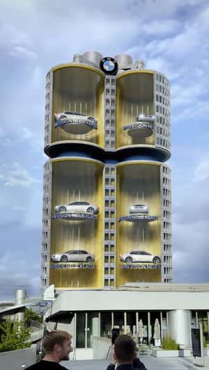 Futuristic Cars Display in a fake-out-of-home ad of BMW