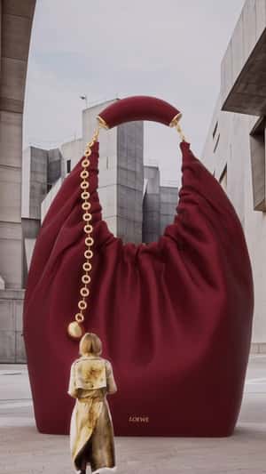 Bag Transform into Beads in a fake-out-of-home ad of Loewe