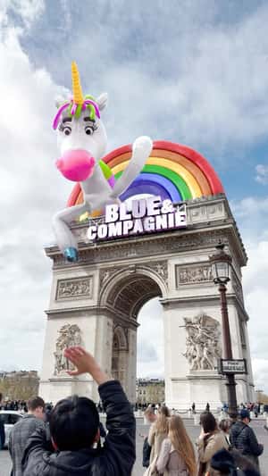 Inflated Unicorn Waves in a fake-out-of-home ad of Paramount Pictures