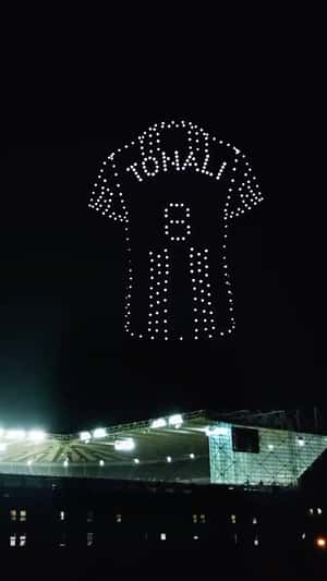 Jersey Drone Show in a fake-out-of-home ad of Champions League