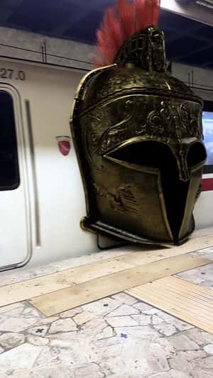 Gladiator Helmet Door in a fake-out-of-home ad of a Paramount Pictures