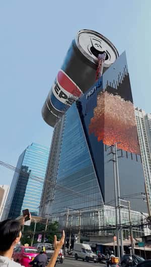 Pepsi Floating Can Pours Cola in fake-out-of-home ad of Pepsi