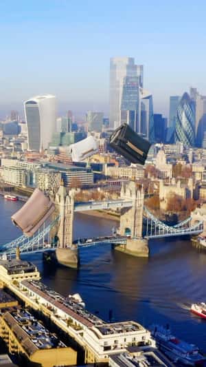 Bags Sliding on Bridge in fake-out-of-home ad of Victoria Beckham