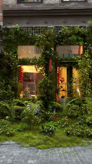 Garden Blooming at Boutique in fake-out-of-home ad of Alexandre Birman