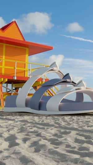 Oversized Sandal Display in fake-out-of-home ad of Alexandre Birman