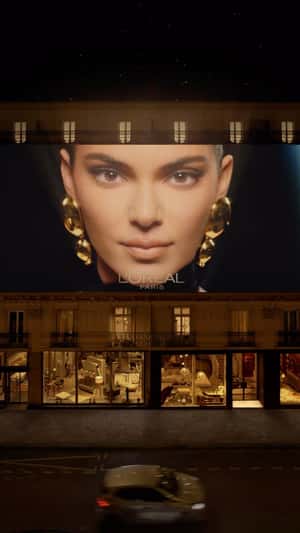L'Oréal Paris Panorama Mascara on large LED screen fake-out-of-home ad of L'Oréal Paris 