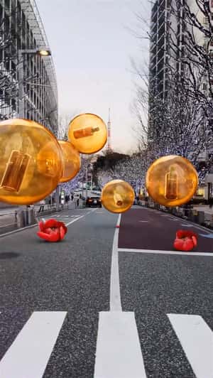 Oil Bubbles Bloom Flowers in a fake-out-of-home ad of Shu Uemura