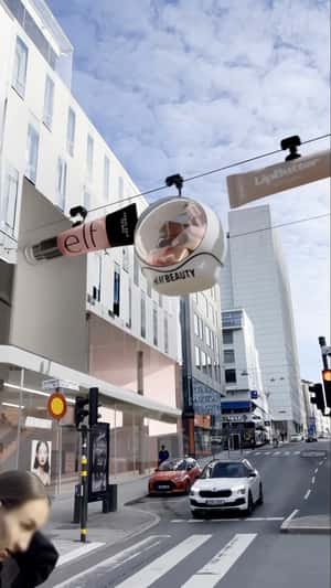 Products Glide like Cable Cars in a fake-out-of-home ad of H&M Beauty