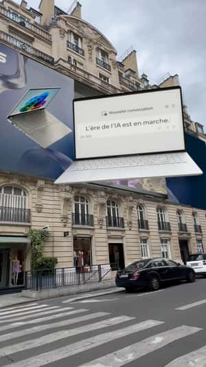 Laptop Emerge From Billboard in a fake-out-of-home of Asus