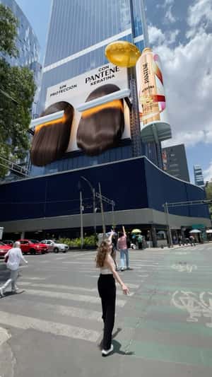 Hair Strands and Shampoo Billboard in a fake-out-of-home ad of Pantene