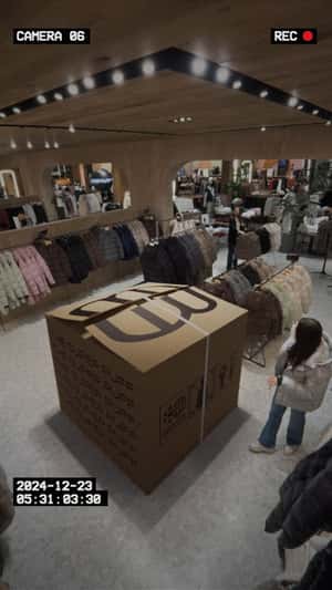 Jackets Explodes from Box in a fake-out-of-home ad of Aritzia