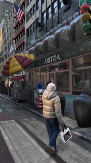 Objects Inflates like Puffer Jacket in a fake-out-of-home ad of Aritzia