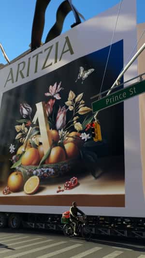 Shopping Bag on Flatbed Truck in a fake-out-of-home ad of Aritzia