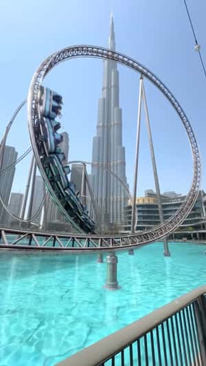 Roller Coaster Park Above Canal in fake-out-of-home ad of Lenovo