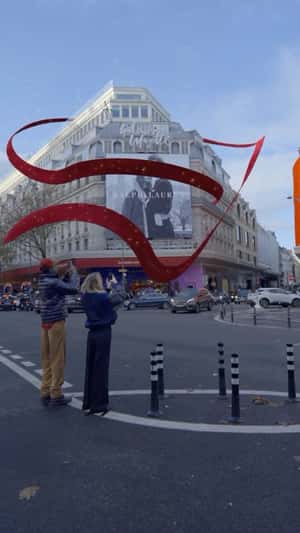 Wrapped As Gift by Ralph Lauren in fake-out-of-home ad of Galeries Lafayette