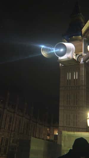 Hologram Display from Projector in fake-out-of-home ad of Samsung