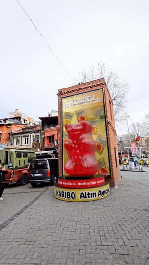 Helicopter Drops Red Gummy Bear in fake-out-of-home ad of Haribo